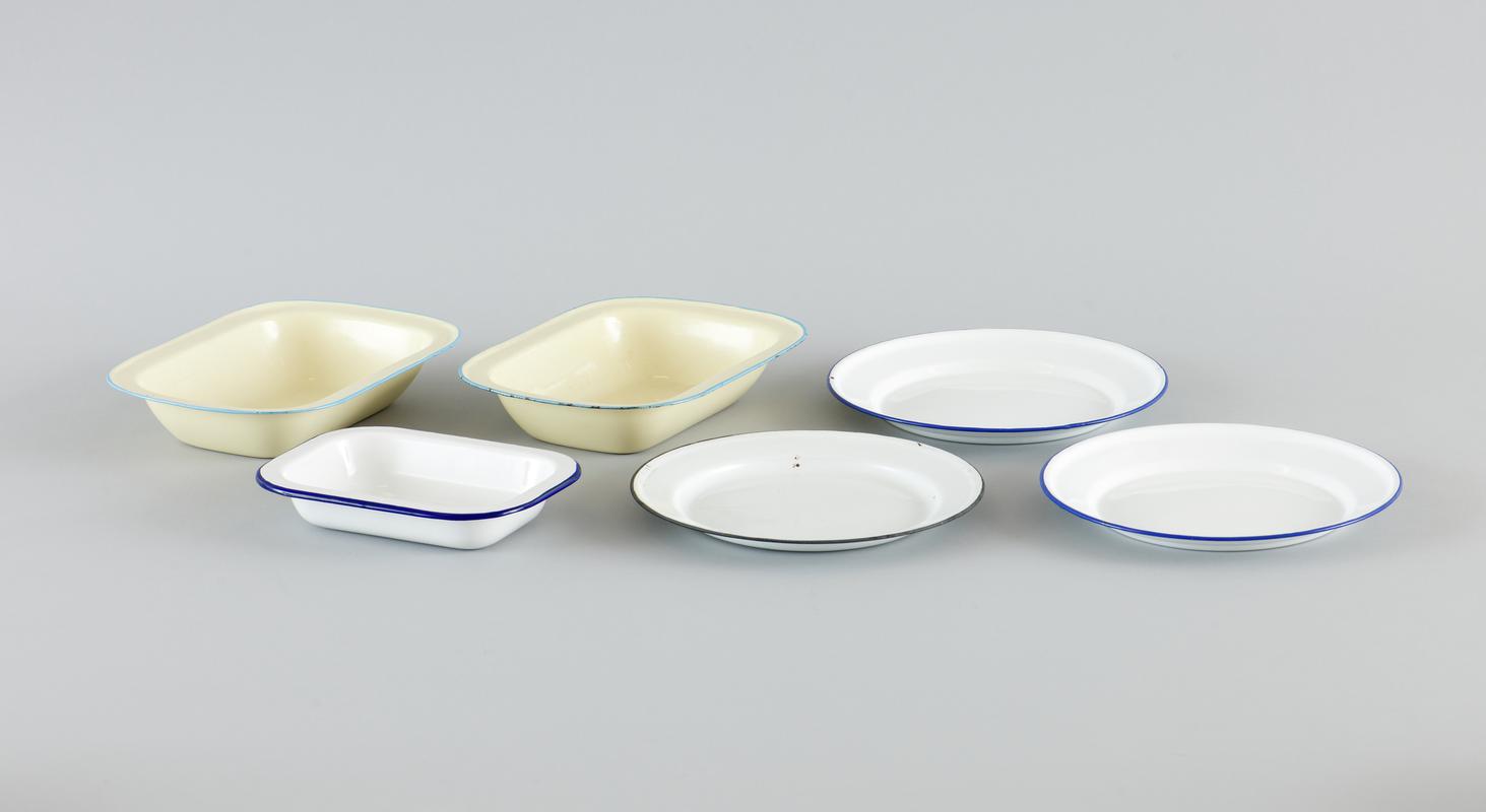 Group shot of enamelware dishes.
