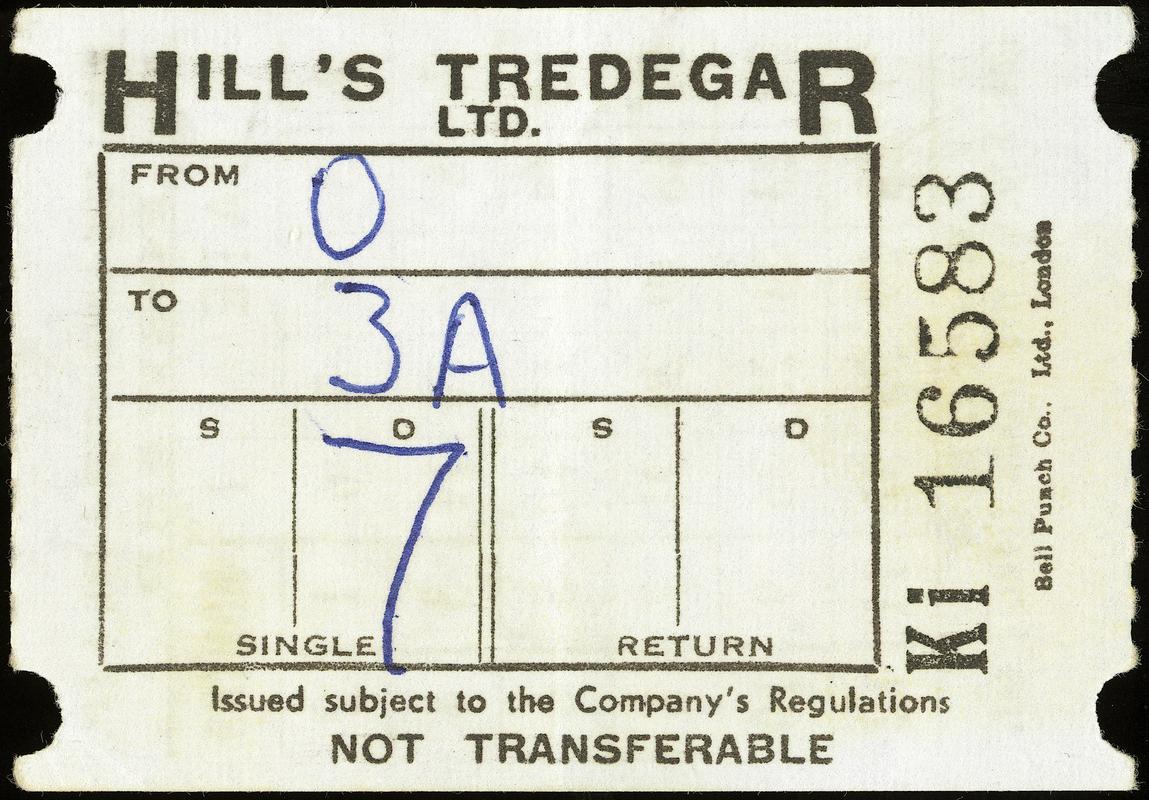 Hill&#039;s Tredegar Ltd. bus ticket