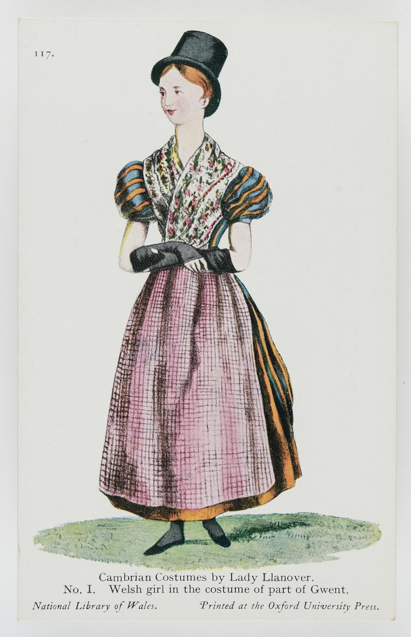 Colour drawing.  No. I. Welsh girl in the costume of part of Gwent. (NLW No. 117)