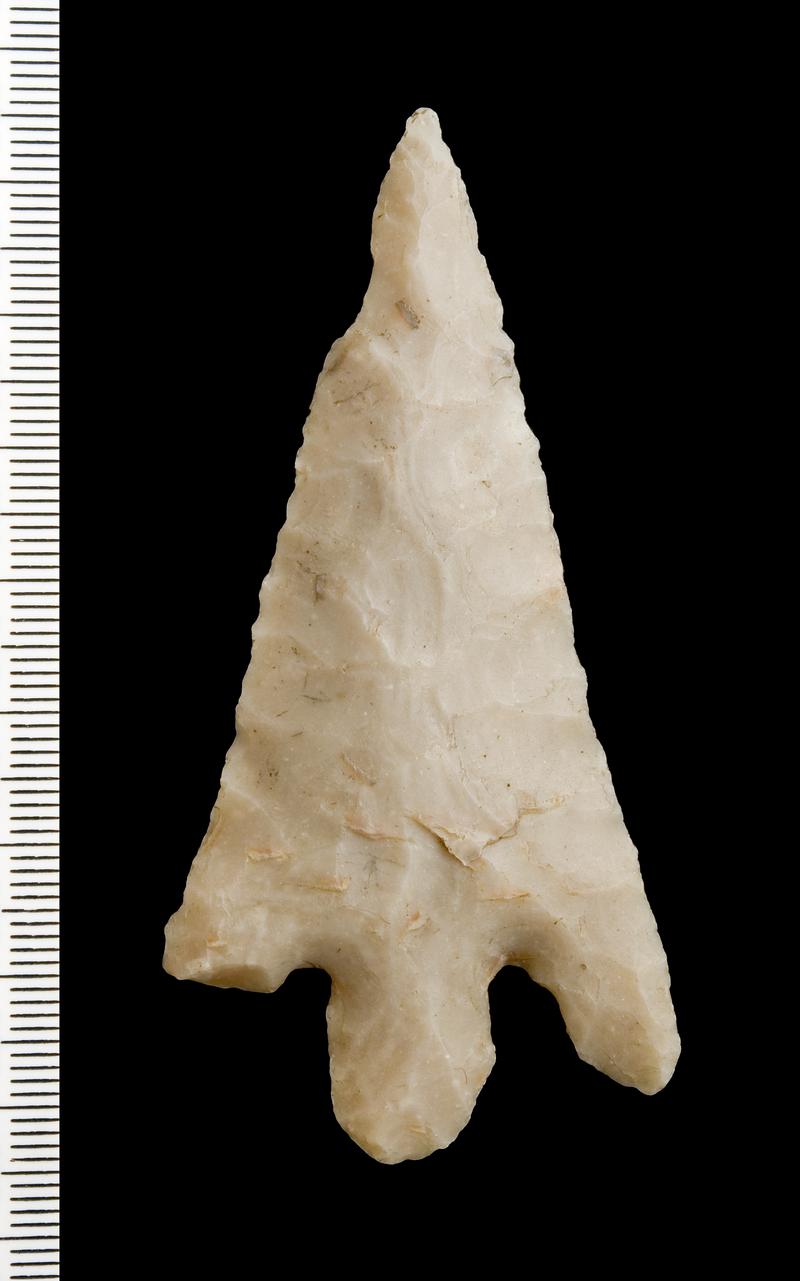 Bronze Age flint barbed and tanged arrowhead