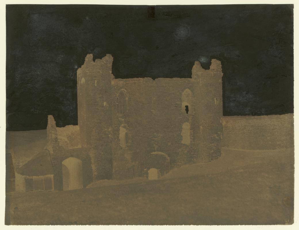 Wax paper calotype negative. From interior court of Llanstephan Castle, S.W.