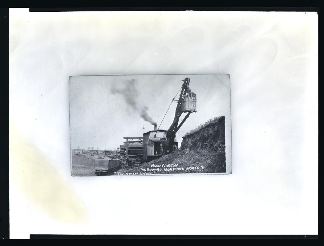 View showing steam crane.Title - &quot;Hook Norton - The Brymbo Ironstone Works, 2. &quot;The Steam Navvy&quot;&quot;.