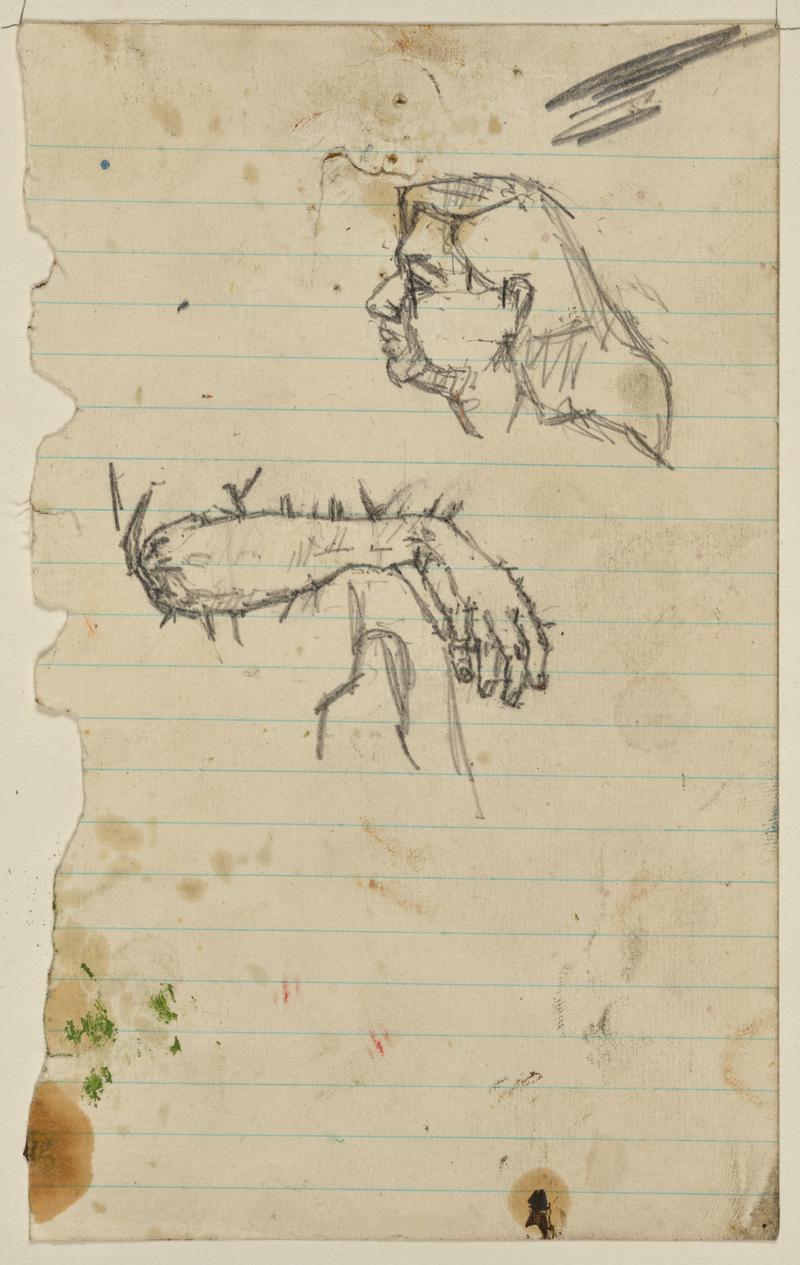 Study of a head and hand for &quot;The Musicians&quot;