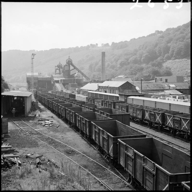 Black and white film negative showing a surface view of Marine Colliery.  &#039;Marine&#039; is transcribed from original negative bag.