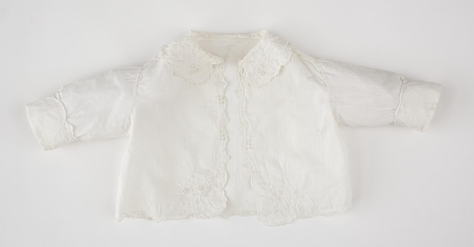 Baby&#039;s white cotton lawn jacket long sleeves