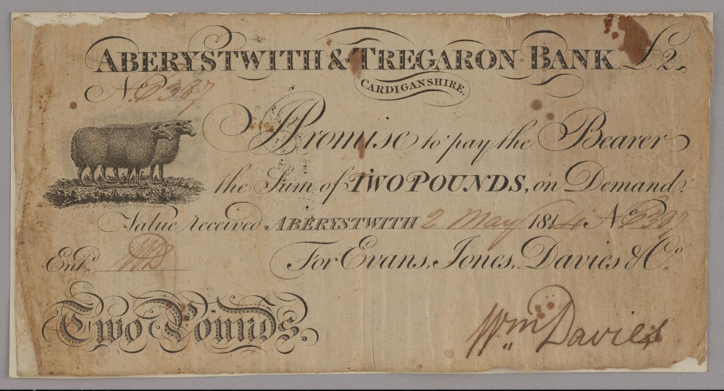 Aberystwith & Tregaron Bank, bank note