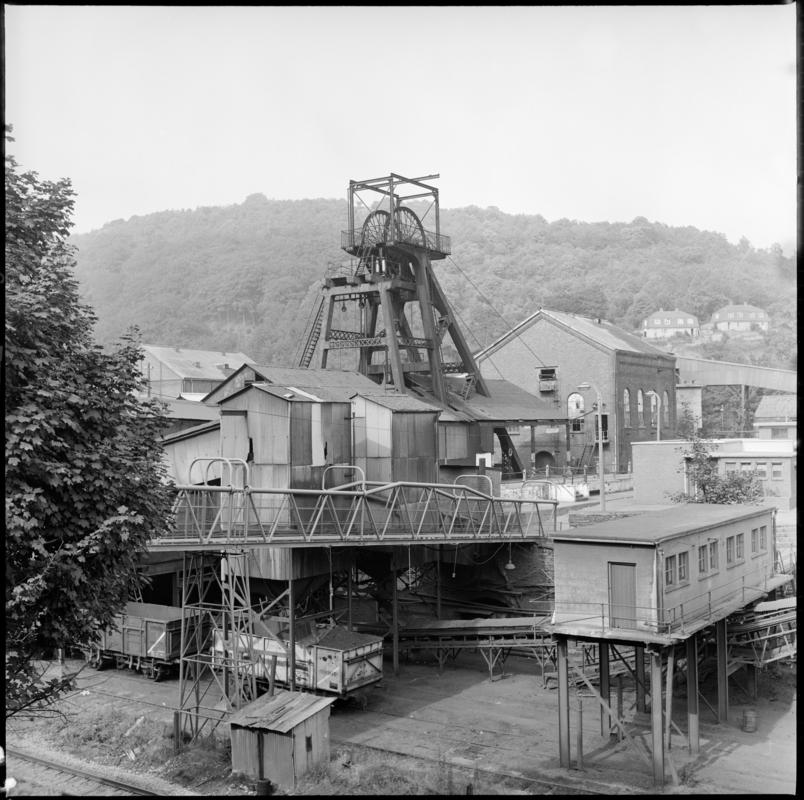 Black and white film negative of a photograph showing a surface view of Celynen South Colliery, 1978.  &#039;South Celynen 1976&#039; is transcribed from original negative bag.
