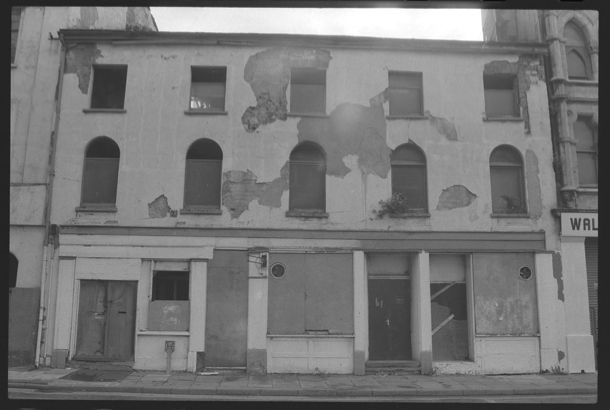 Derelict buildings next to Maritime Hall, Bute Street, Butetown.