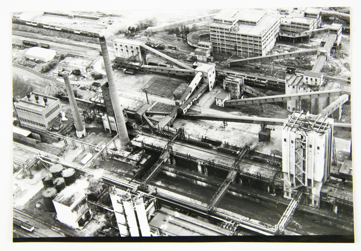 Aerial view of Nantgarw coke works, early 1980s.