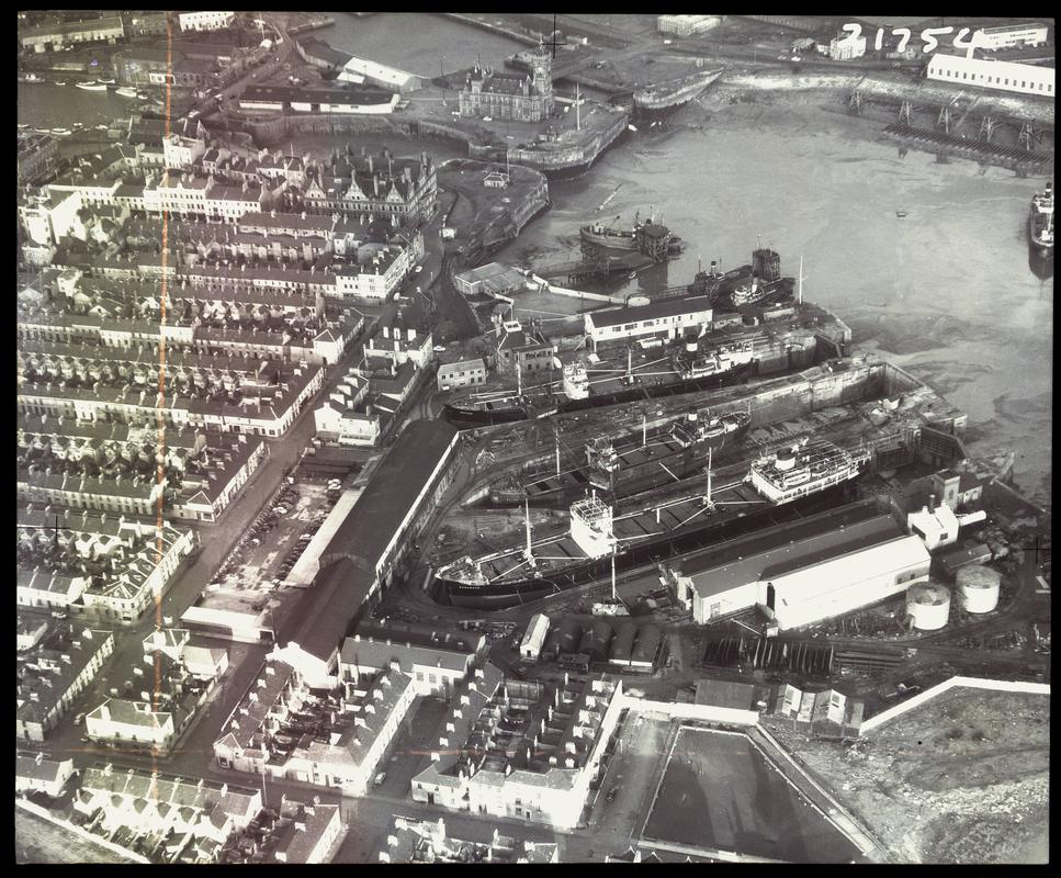 Aerial view of Mountstuart Dry Docks, Cardiff