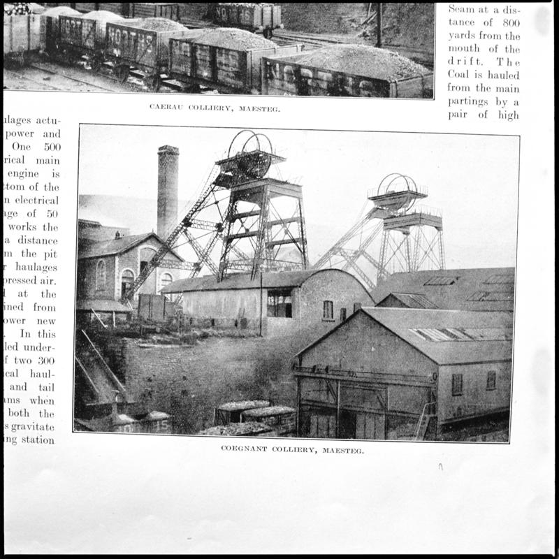Black and white film negative showing a general surface view of Coegnant Colliery, photographed from a publication.  &#039;Coegnant Colliery&#039; is transcribed from original negative bag.