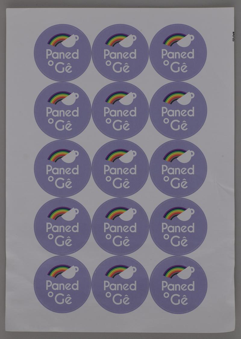 Sheet of Paned o Gê stickers.