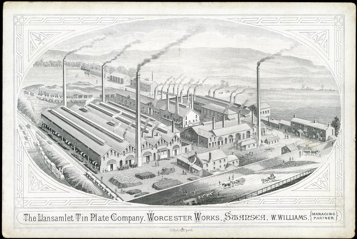 The Llansamlet Tin Plate Company, Worcester Works, Swansea, W. Williams, Managing Partner.