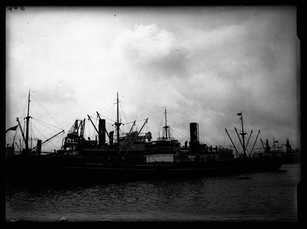 Port broadside view of S.S. PENHALE at Cardiff Docks, c.1936