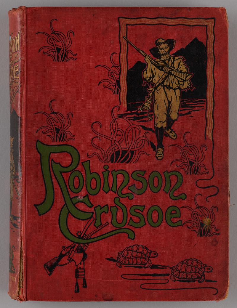 Robinson Crusoe book, awarded as prize at Adamsdown Board School, 1899.