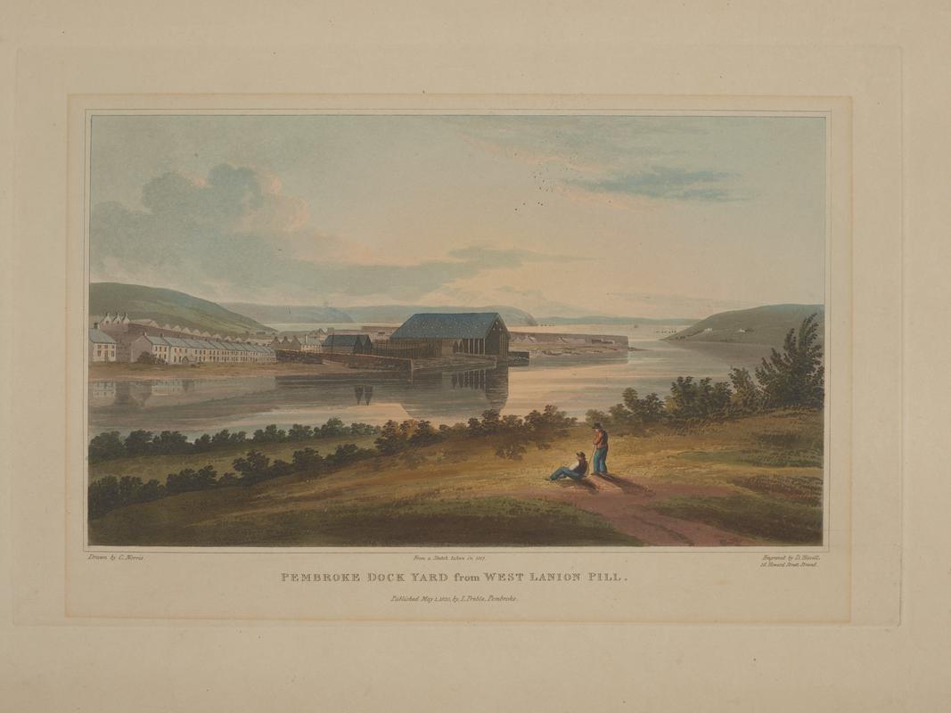 Pembroke Dockyard from West Lanion Pill, 1817