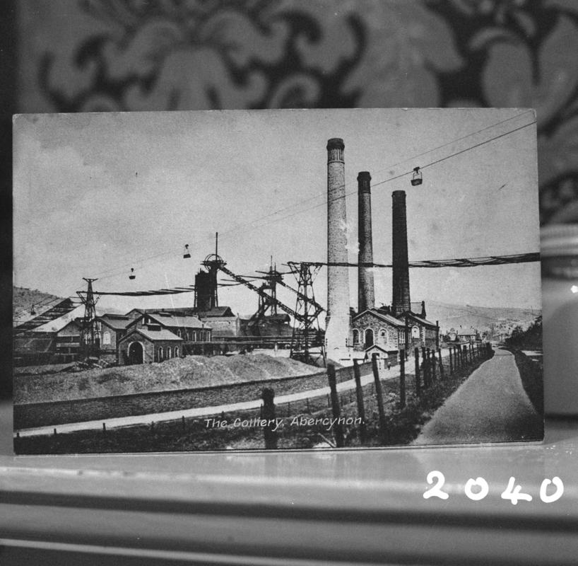 Black and white film negative of a photograph showing a surface view of Abercynon Colliery.