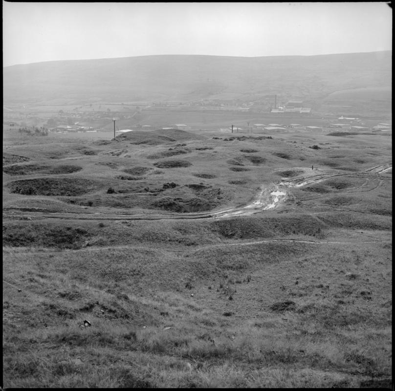 Black and white film negative showing the Bell Pits, Blaenavon, August 1978.  &#039;Bell Pits Blaenavon Aug 1978&#039; is transcribed from original negative bag.