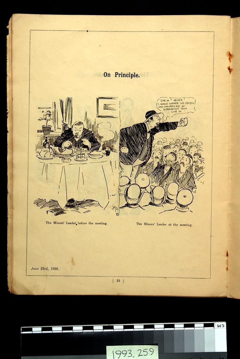 Cartoons of the Welsh Coal Strike by J.M. Staniforth - &#039;On Principle&#039;