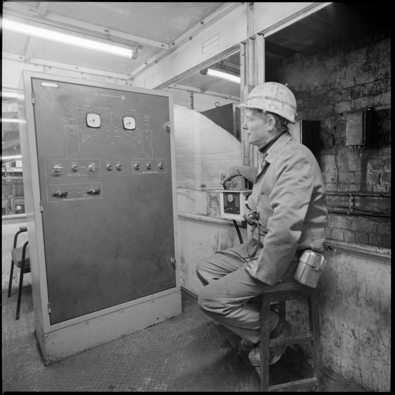 Black and white film negative showing electrical controls, Lady Windsor Colliery, August 1980.  &#039;Lady Windsor Aug 1980&#039; is transcribed from original negative bag.