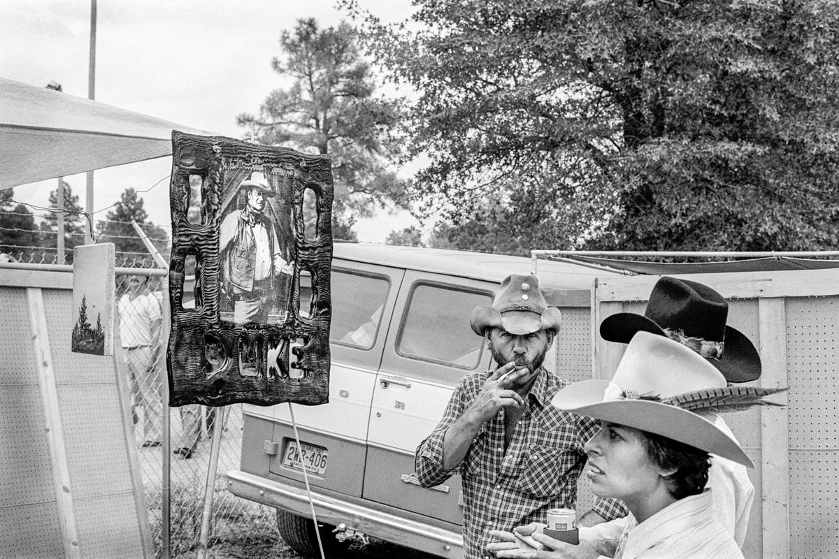 USA. ARIZONA. Payson Rodeo camping and art stall. 1980.