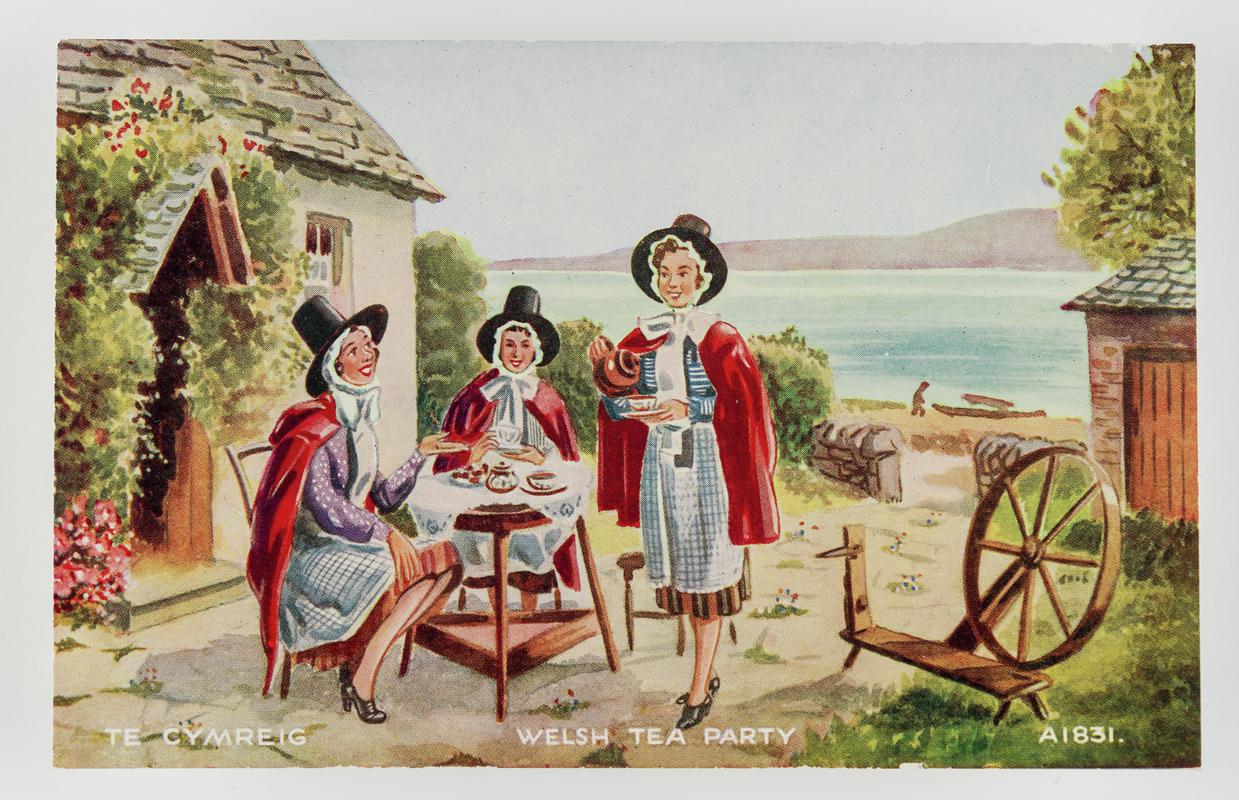 &#039;Te Cymreig / Welsh Tea Party.&#039;  3 Welsh ladies at tea.