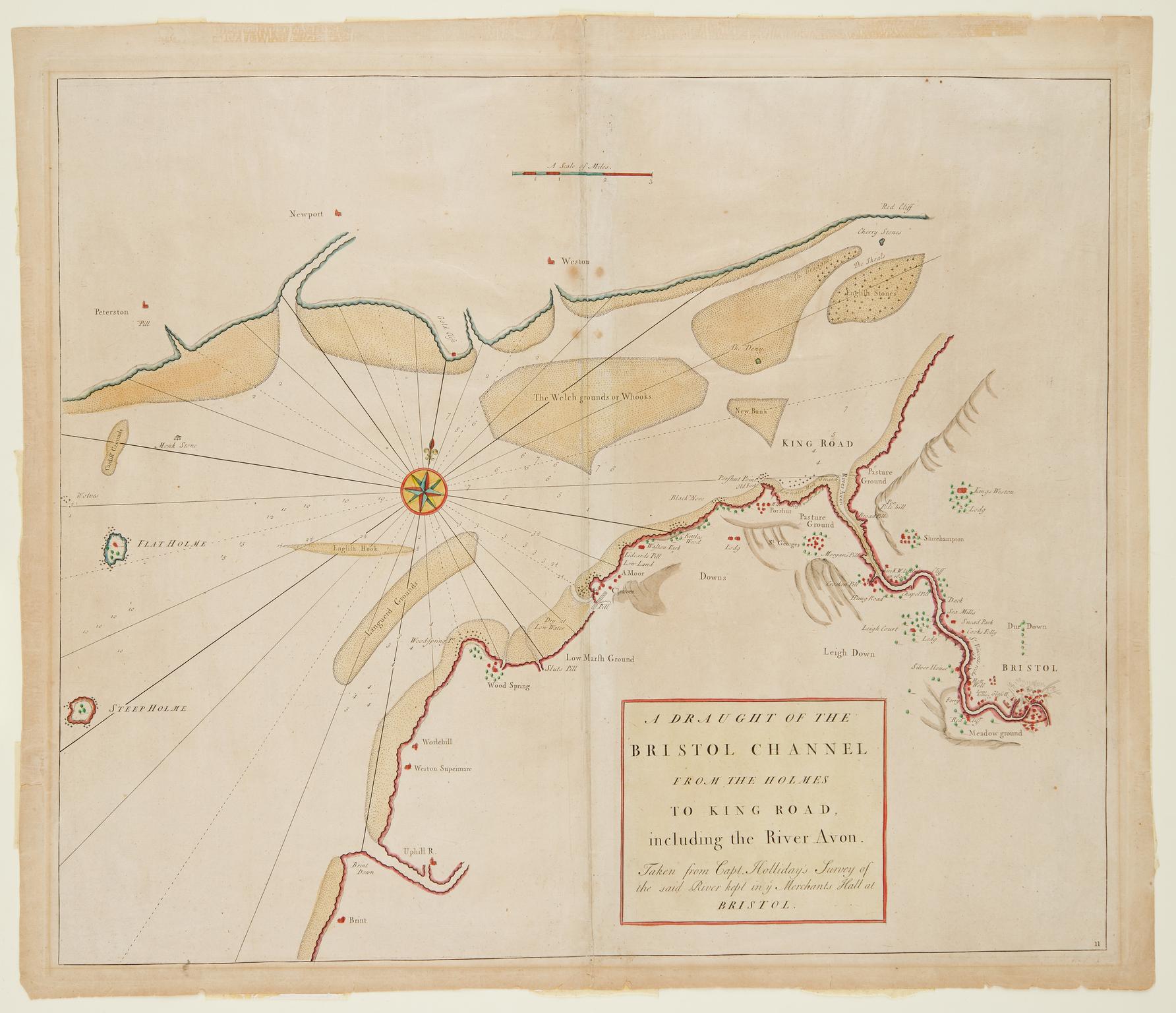 Navigation chart of the Bristol Channel, 1744