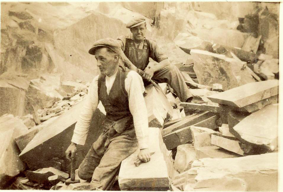 Jim Munro, Penisarwaun, and a fellow quarryman at Dinorwig Quarry