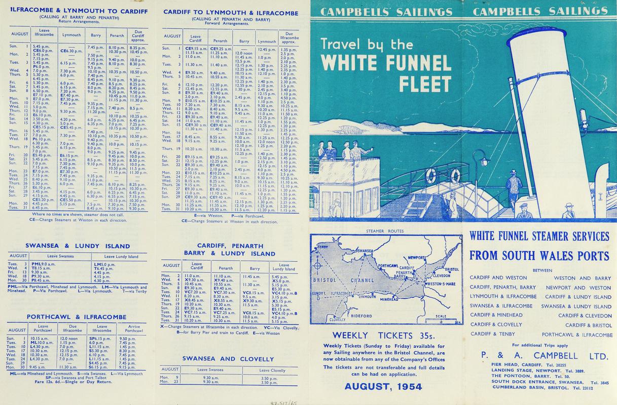 Campbell&#039;s Sailings from S. Wales Ports, handbill