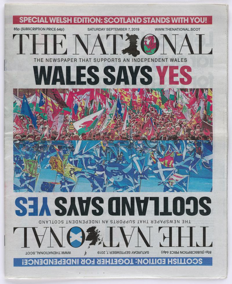 Special Welsh edition of &#039;The National / The Newspaper that Supports an Independent Scotland&#039;, 7 September 2019. Front