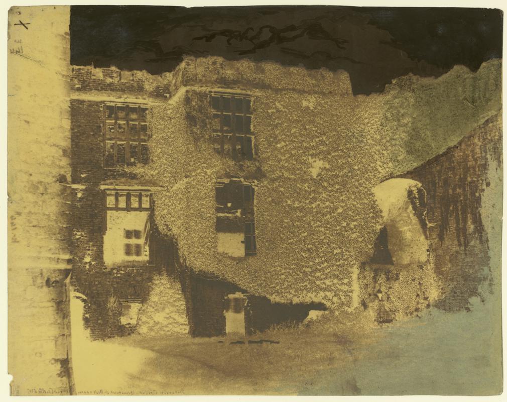 Wax paper calotype negative. Interior Court, Banquet and Ballroom, Carew Castle, SW