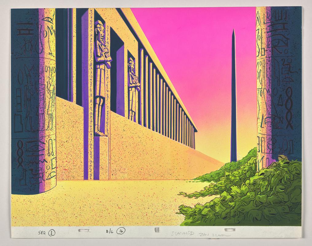 Background animation production artwork from episode Moses in series &#039;Testament: The Bible in Animation&#039;. Appears to be used with overlay 2019.5/338.