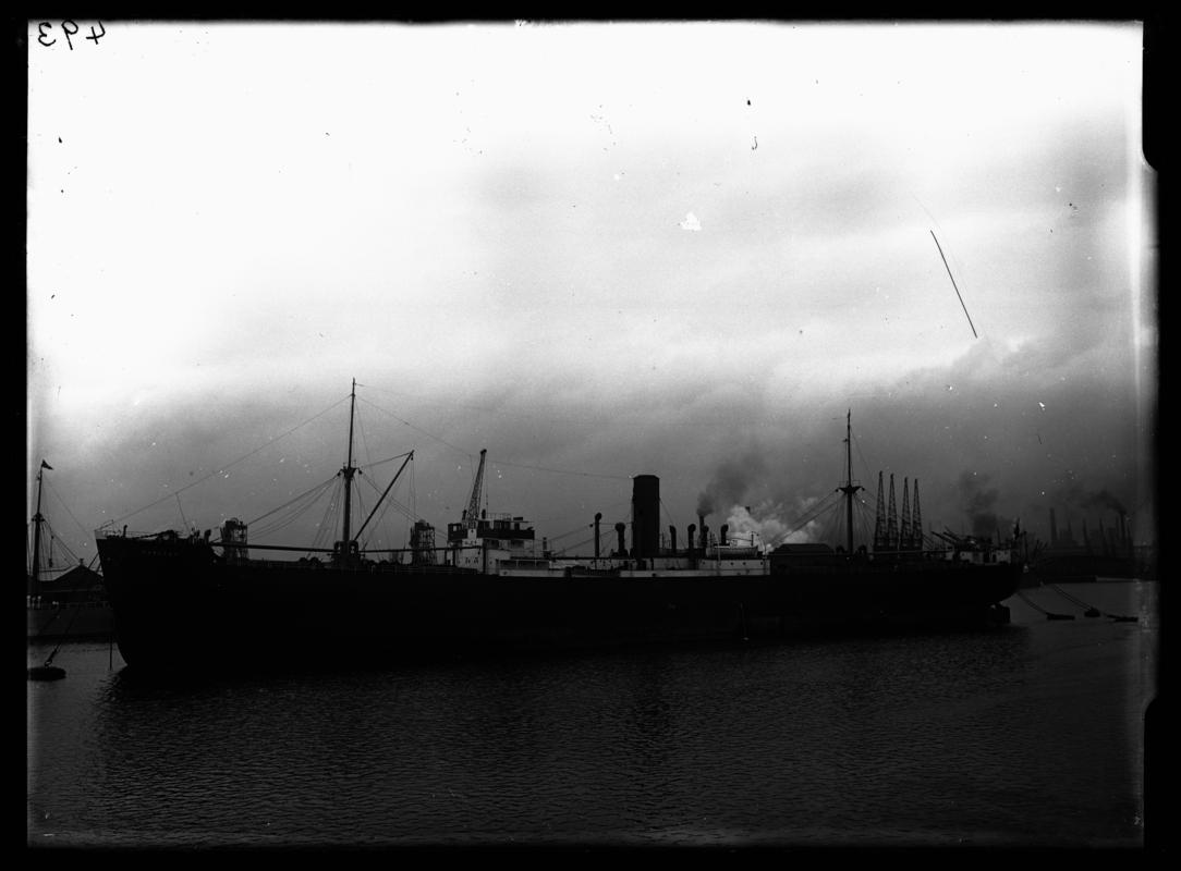 Port Broadside view of S.S. DARLENY in Cardiff Docks c.1936