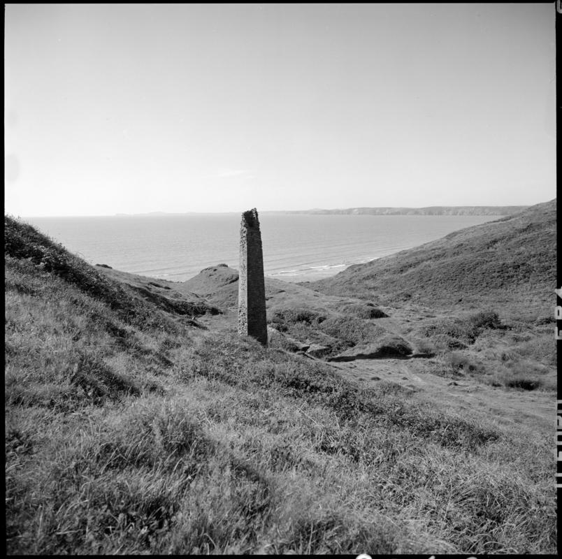 Black and white film negative showing the site of Trefrane Colliery, Nolton Haven.  &#039;Nolton Haven Pembroke&#039; is transcribed from original negative bag.  A colour slide of this image is accessioned as 2009.3/3226.