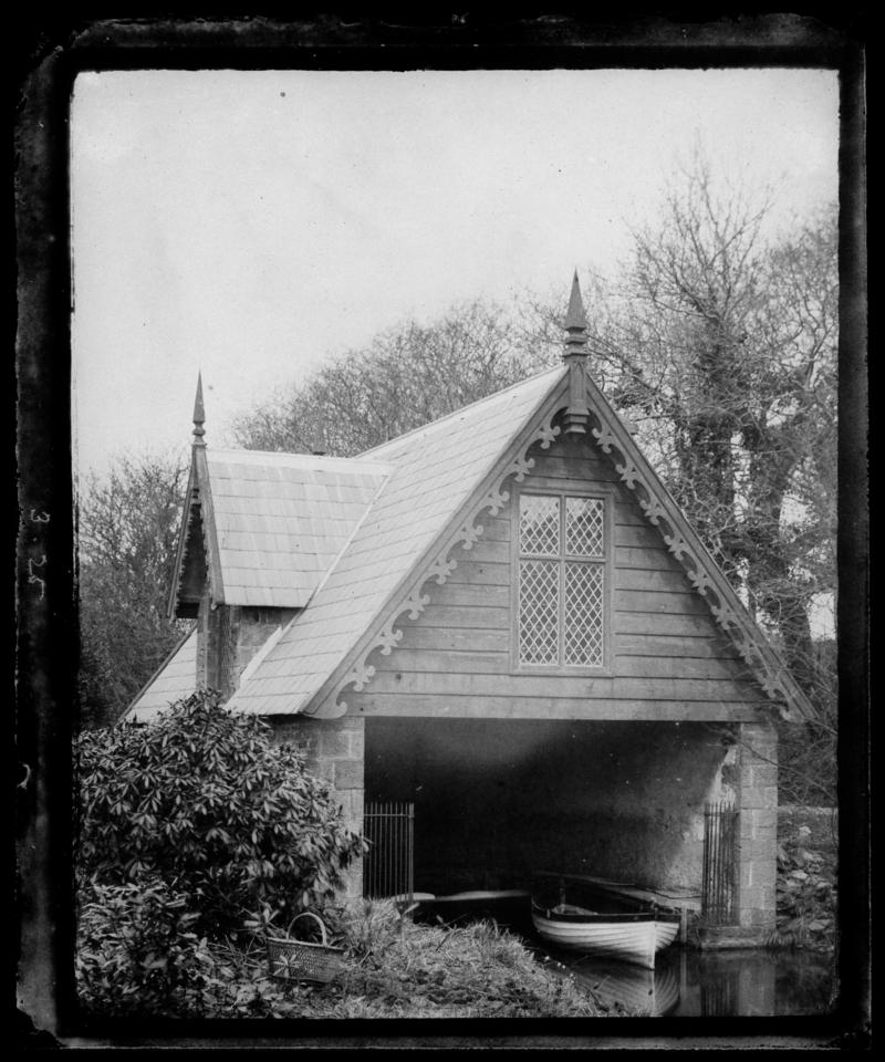 Penllergare, boat house, paper negative