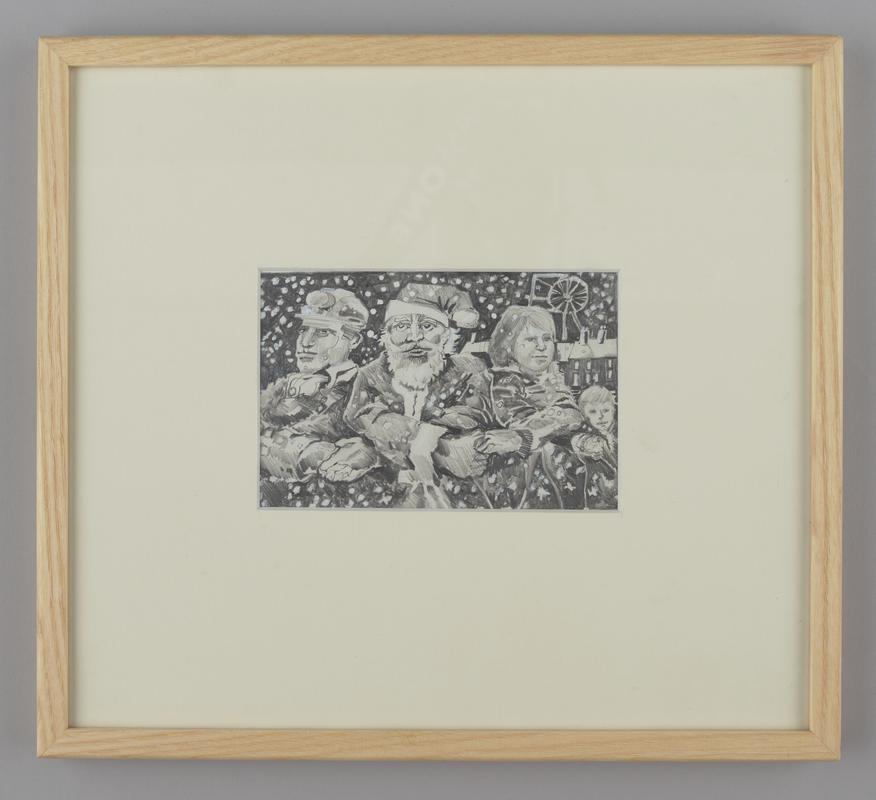 Preparatory drawing for &#039;Unite with the Miners&#039; posters, 1984.