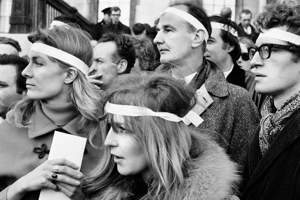 GB. ENGLAND. London. Vanessa Redgrave, Corin Redgrave and wife at Britains biggest anti-Vietnam war demonstration ended in London with an estimated 300 arrests; 86 people were treated for injuries, and 50, including 25 policemen, one with a serious spine injury, were taken to hospital. The Guardian suggested demonstrators seemed determined to stay until they had provoked a violent response of some sort, and this intention became paramount once they entered Grosvenor Square. 1968