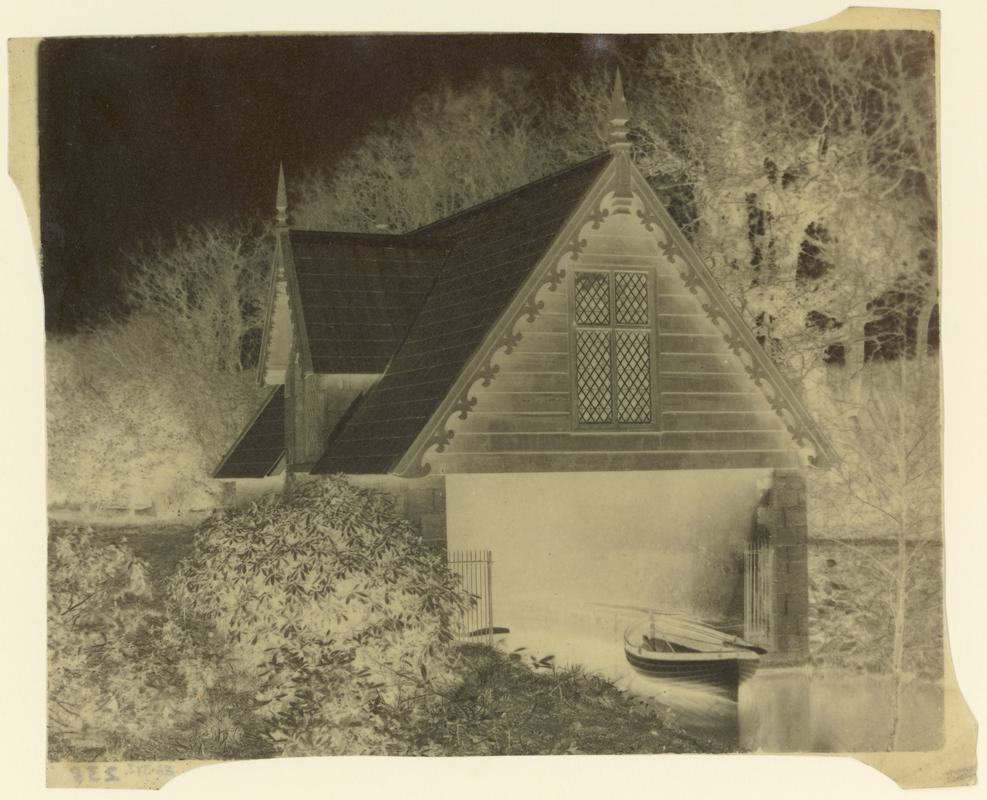 Penllergare, boat house, paper negative