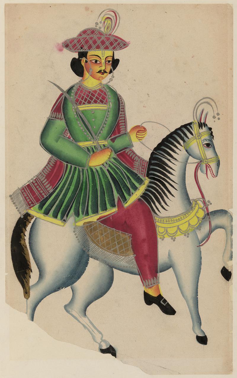 A young warrior riding a white horse