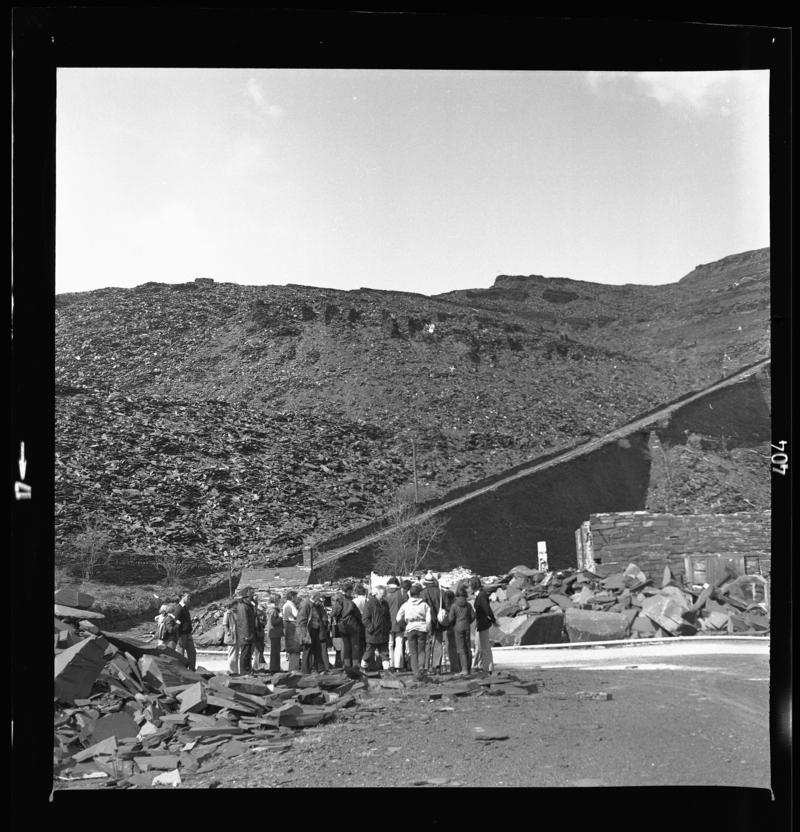 A group of people.  Photograph taken during a &#039;nature trail&#039; around Dinorwig Quarry, April 1976.



2014.35/193-196 appear on the same strip negative.