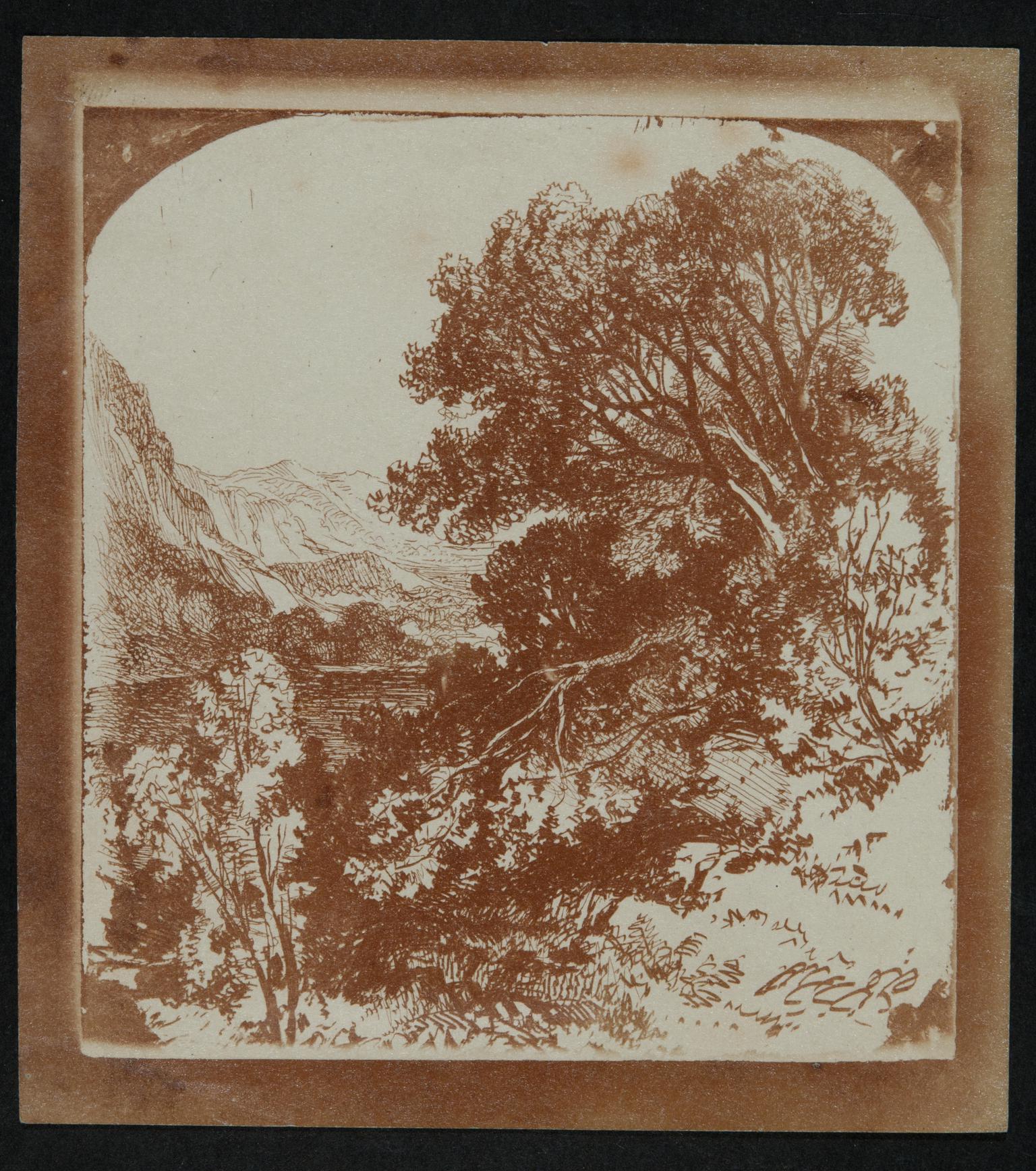 Drawing of a valley, photograph