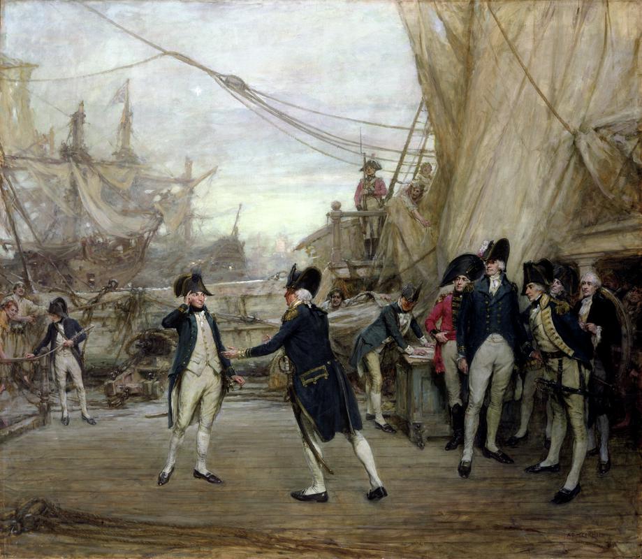 &quot;Nelson received by admiral Jervis after the battle of St. Vincent on 14 Feb 1797 by A.D. McCormac