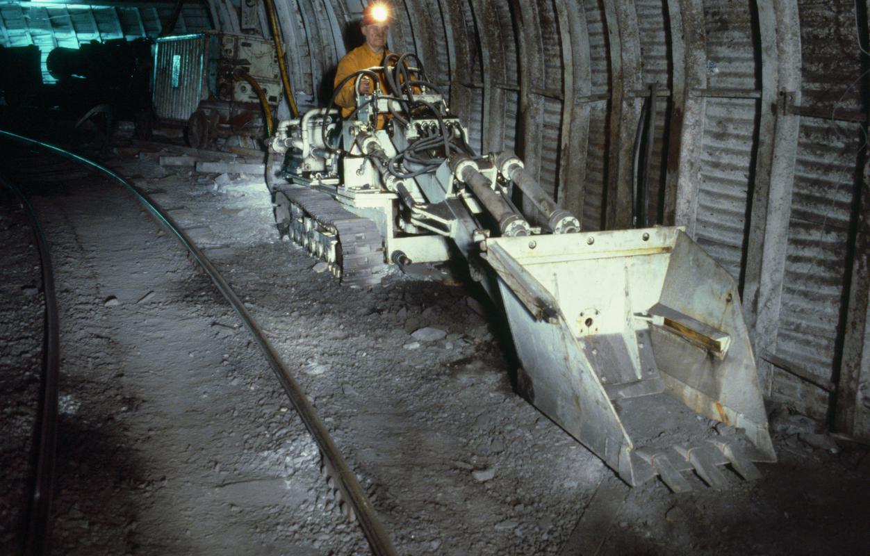 Colour film slide showing a joy loader underground, Oakdale Colliery 21 May 1981.