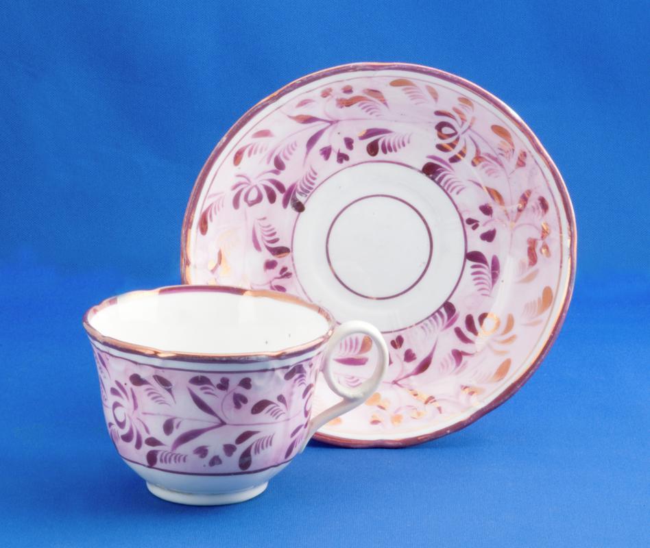 Pink lusture cup and saucer