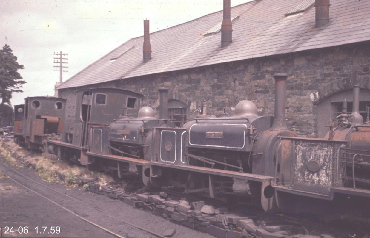 Gertrude&#039; at Felin Fawr Workshops, Coed y Parc, Penrhyn Quarry. Gertrude was sold in September 1960, and is currently at the &#039;Ontario Science Centre&#039;, Canada.