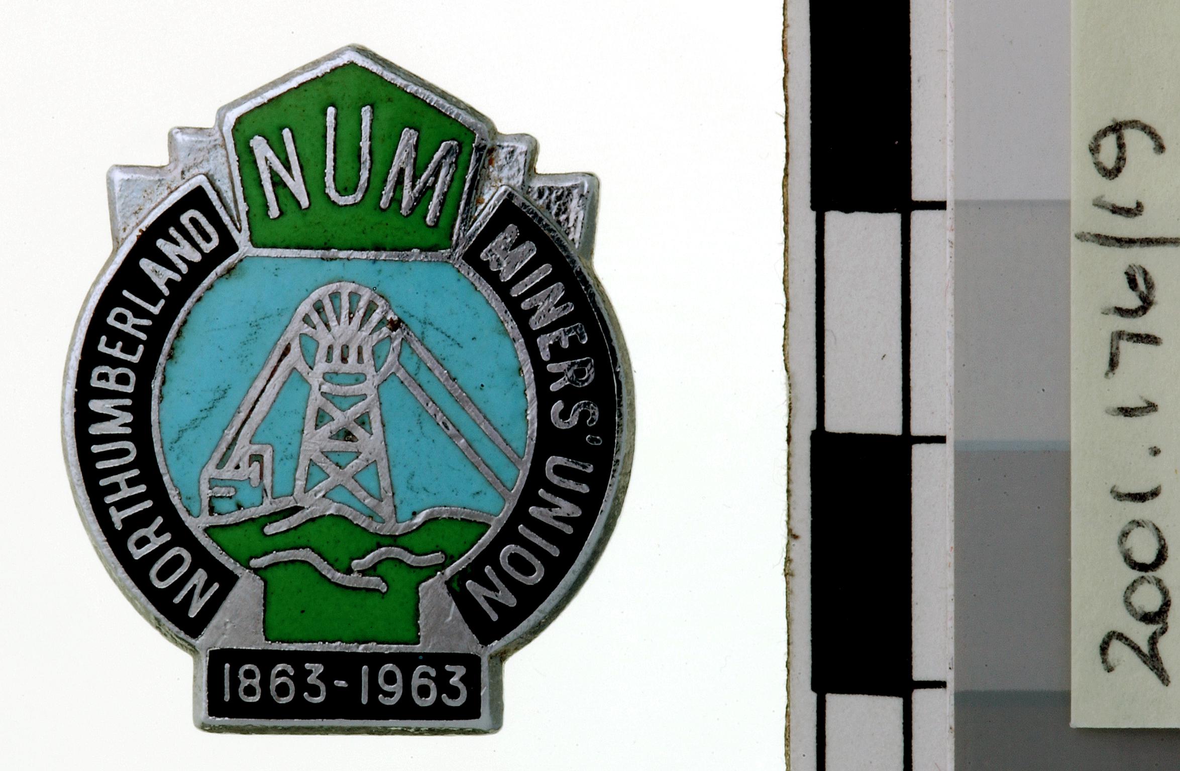 N.U.M. Northumberland Miners' Union, badge
