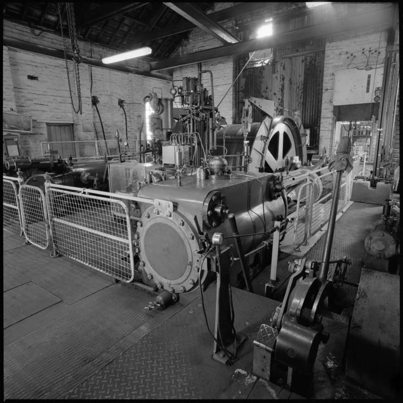 Black and white film negative showing the Andrew Barclay steam winder, Morlais Colliery 13 May 1981.  &#039;Morlais 13/5/81&#039; is transcribed from original negative bag.