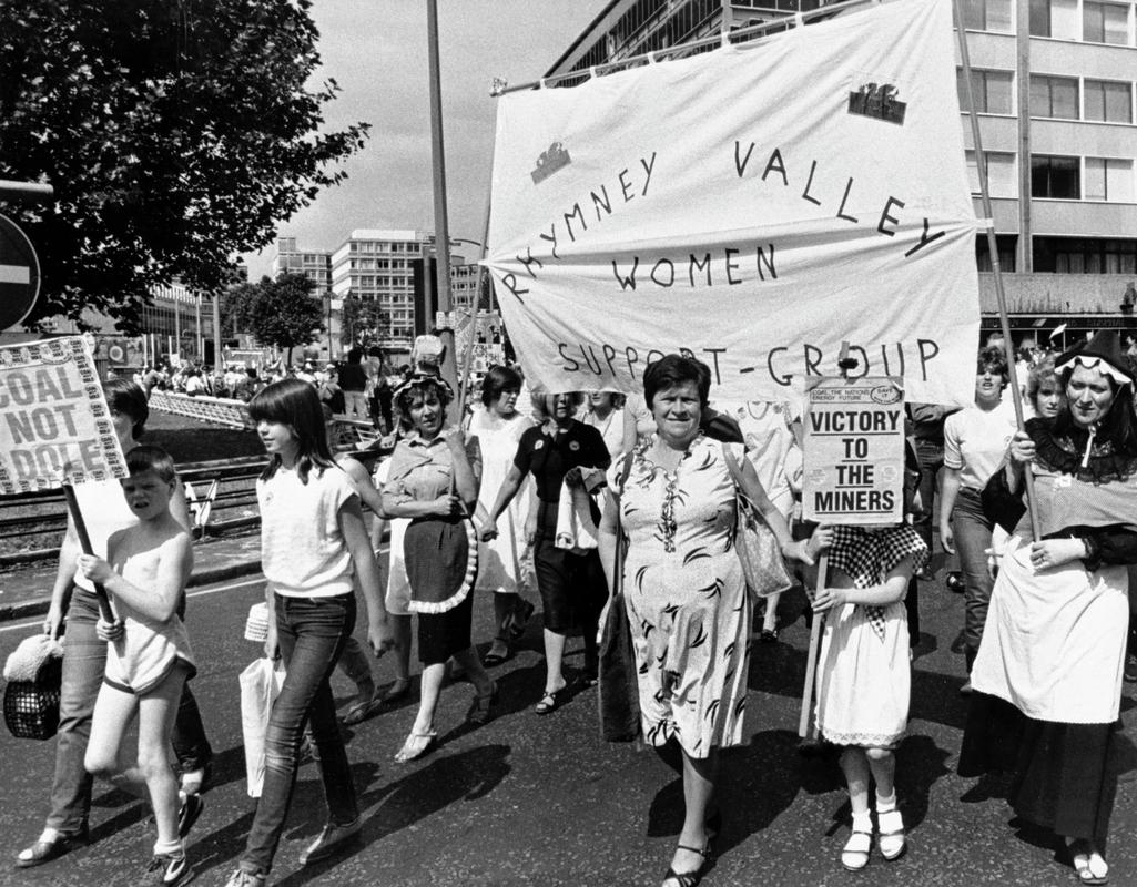 Rhymney Valley Women Support Group marching in support of the miners during the &quot;Save Penallta&quot; campaign.