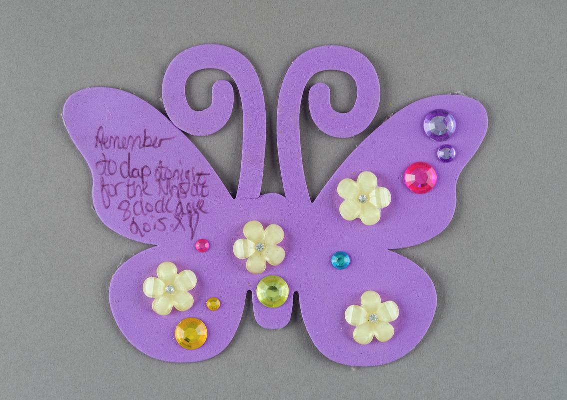 Decorated note. Glitter Butterfly