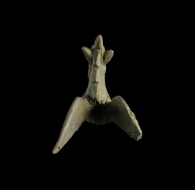 Roman copper alloy helmet mount, gryphon